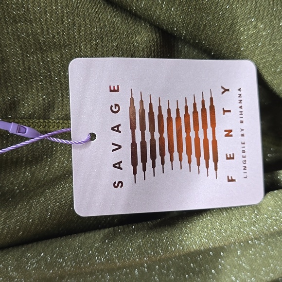 Savage X Fenty Olive Green Sparkle Sleep & Shine Hooded Zip-up Onsie Jumpsuit 3X - Picture 4 of 9